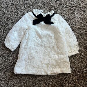 Janie and Jack Ivory Lace Dress with Black Accent